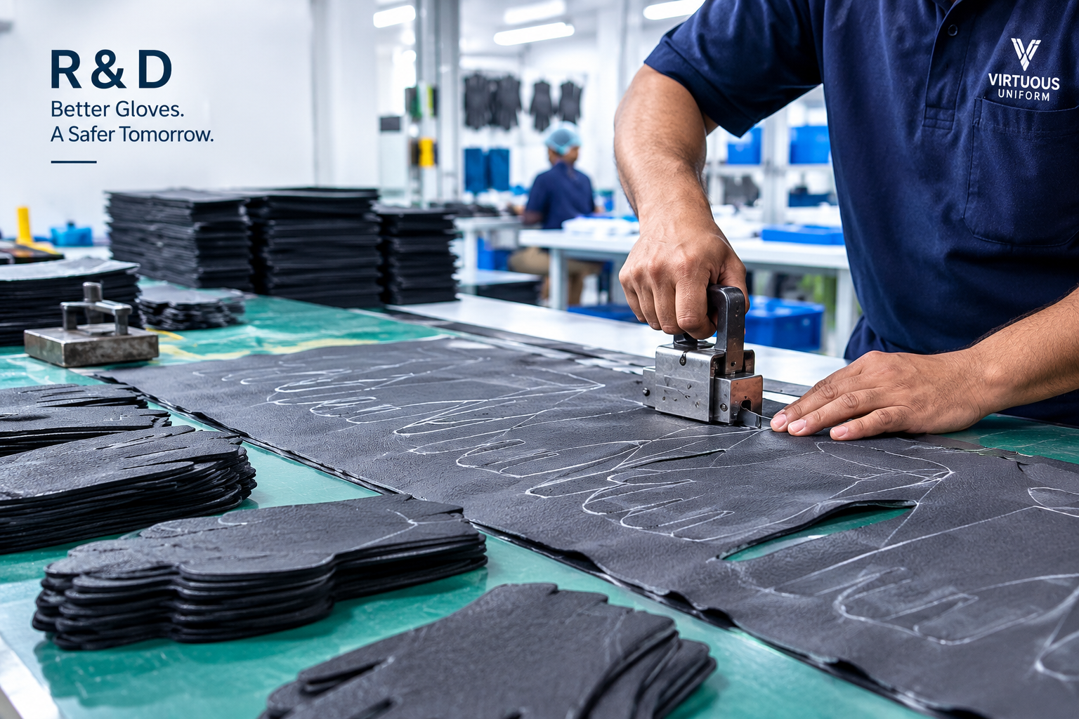 Cutting team working on gloves accurate cutting