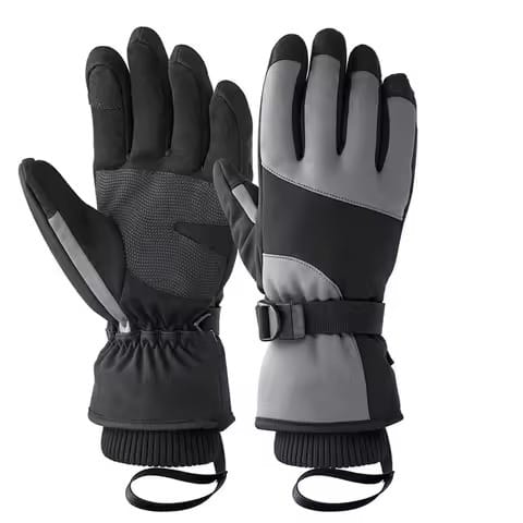 Black And Grey Thermal Winter  Ski Gloves
