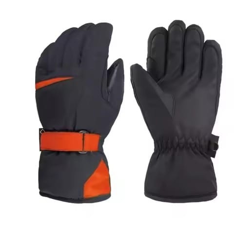 Black And Orange Accent Winter  Motorcycle Gloves