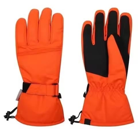High Visibility Orange Waterproof Ski  Cold Weather Gloves