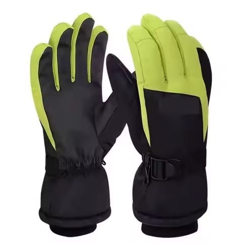 Black And Neon Green Two Tone Winter  Ski Gloves