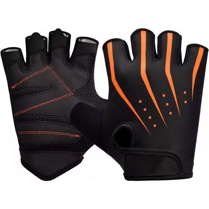 Orange Flare Padded Half Finger Cycling Gloves