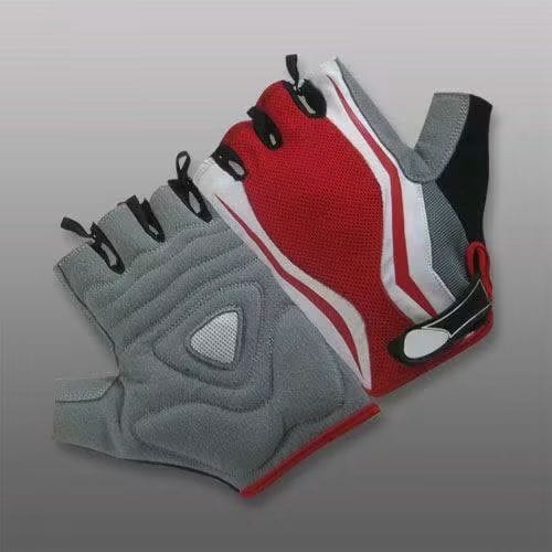 Red & Gray Gel Padded Short Finger Cycling Gloves