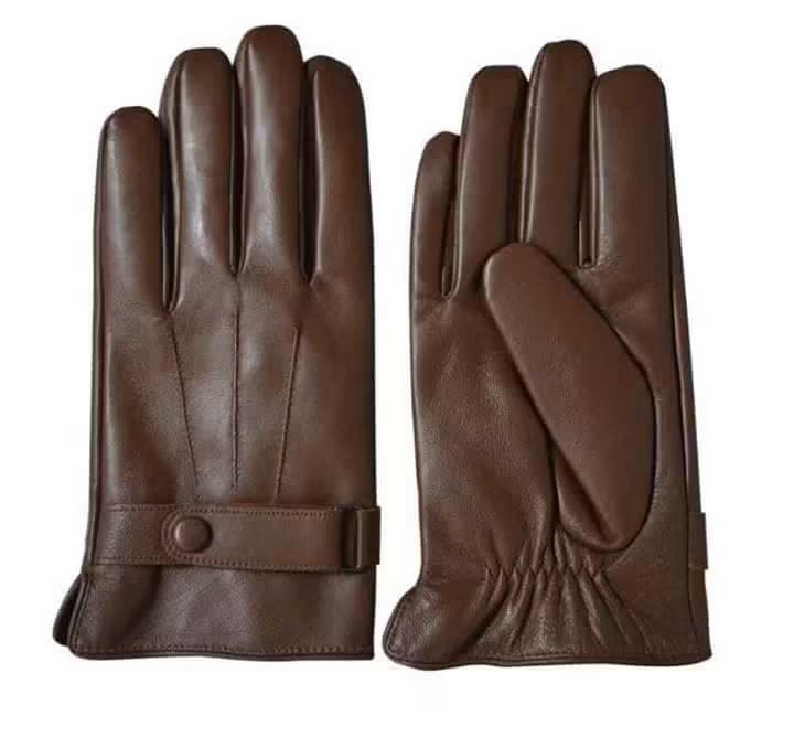 Dark Brown Classic Strap-Wrist Leather Gloves